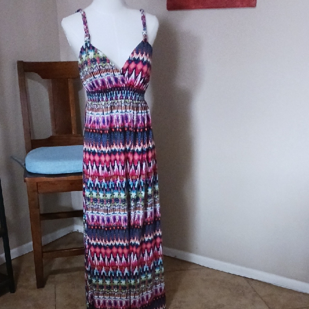 No Boundaries Colorful Patterned Maxi Dress